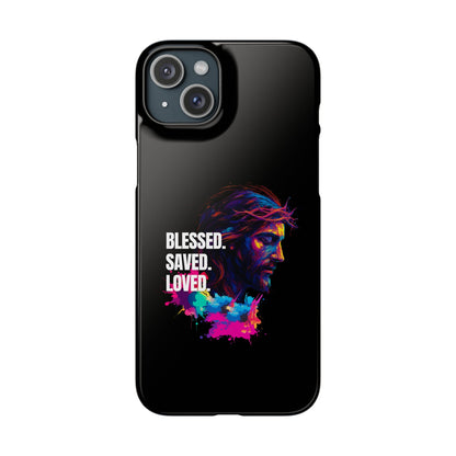 Blessed Saved Loved -  Snap Case Handyhülle - Jesus