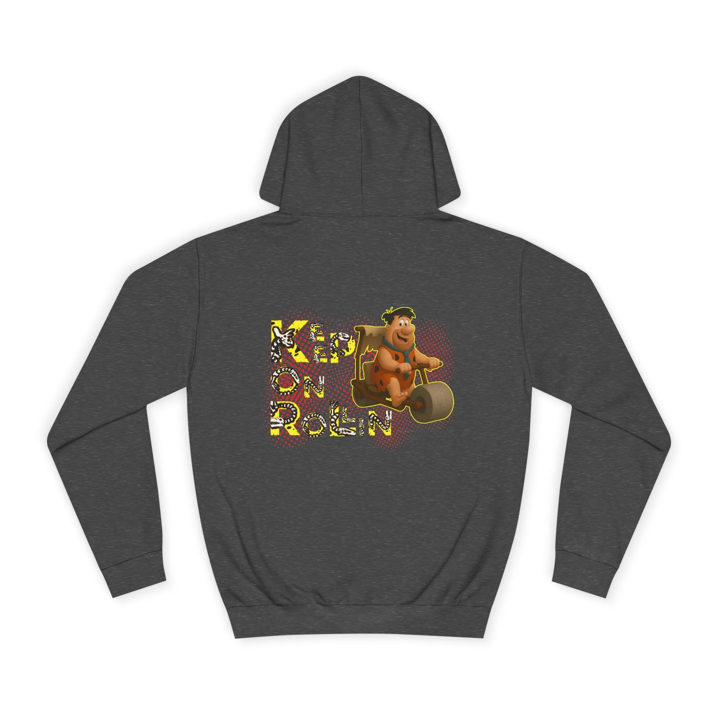 'Keep On Rollin' Design Unisex College Hoodie Flintstones Feuerstein