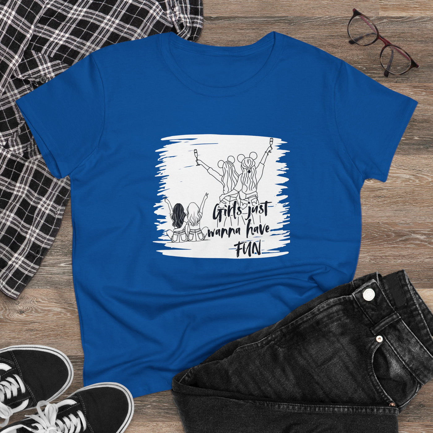 Girls Just Wanna Have Fun Cotton Tee - Women's Midweight Casual Shirt