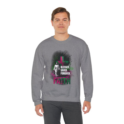 Jesus mit Faith und Spruch Blessed -Saved -Forgiven Sweatshirt