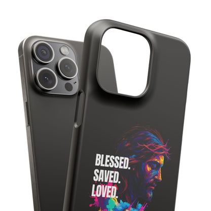Blessed Saved Loved -  Snap Case Handyhülle - Jesus
