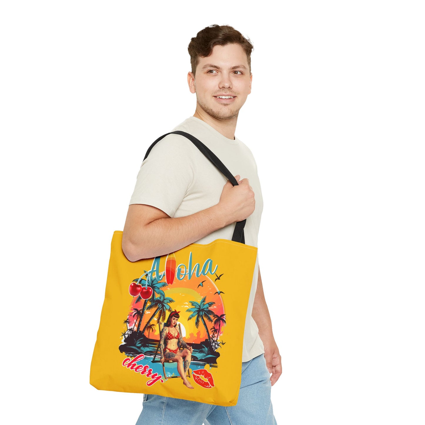 Aloha Cherry Tropical Tote Bag | Beach Accessories, Summer Bag, Travel Tote, Hängetasche, Strandtasche