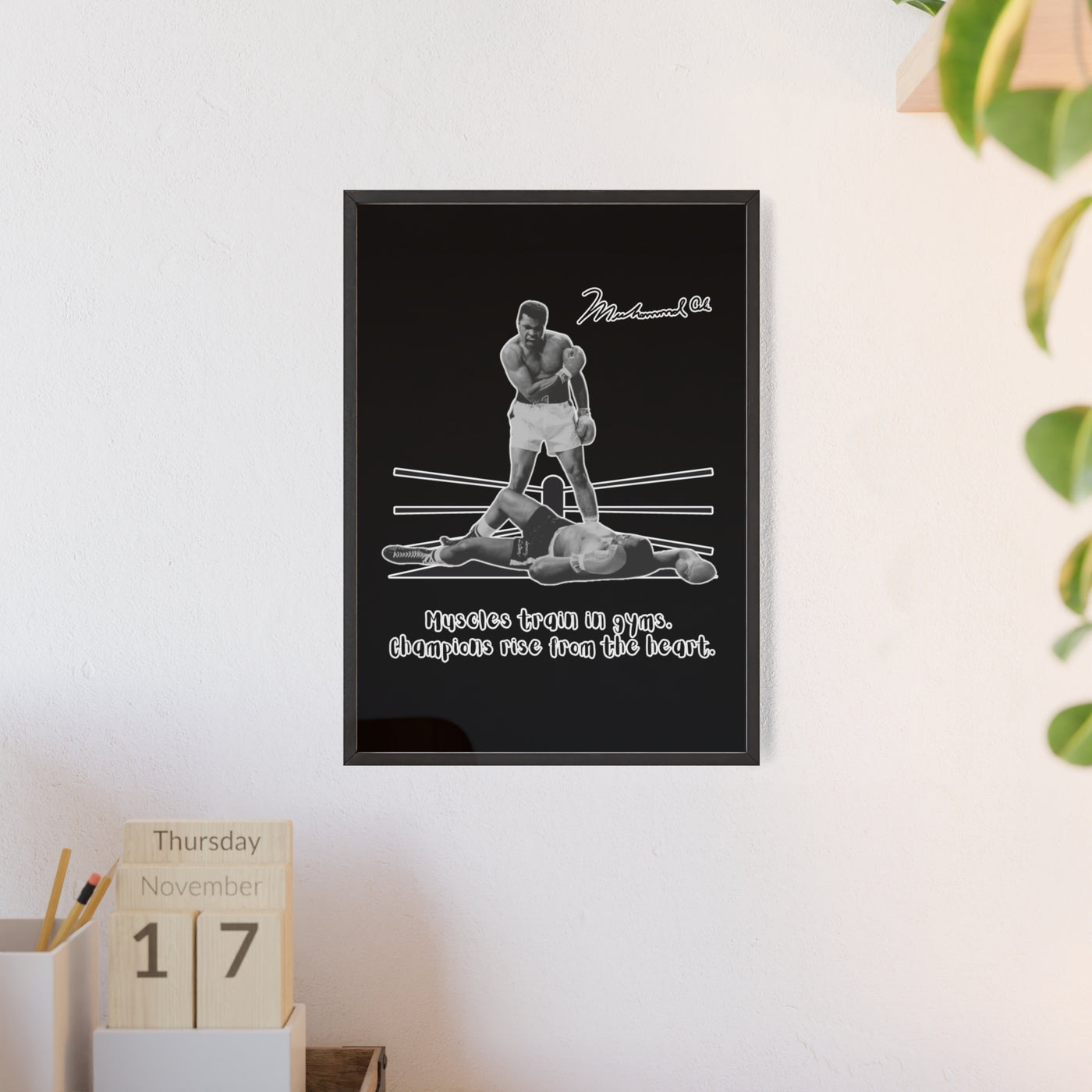 Boxing Inspired Wall Art Poster with Wooden Frame - Muhammad Ali 