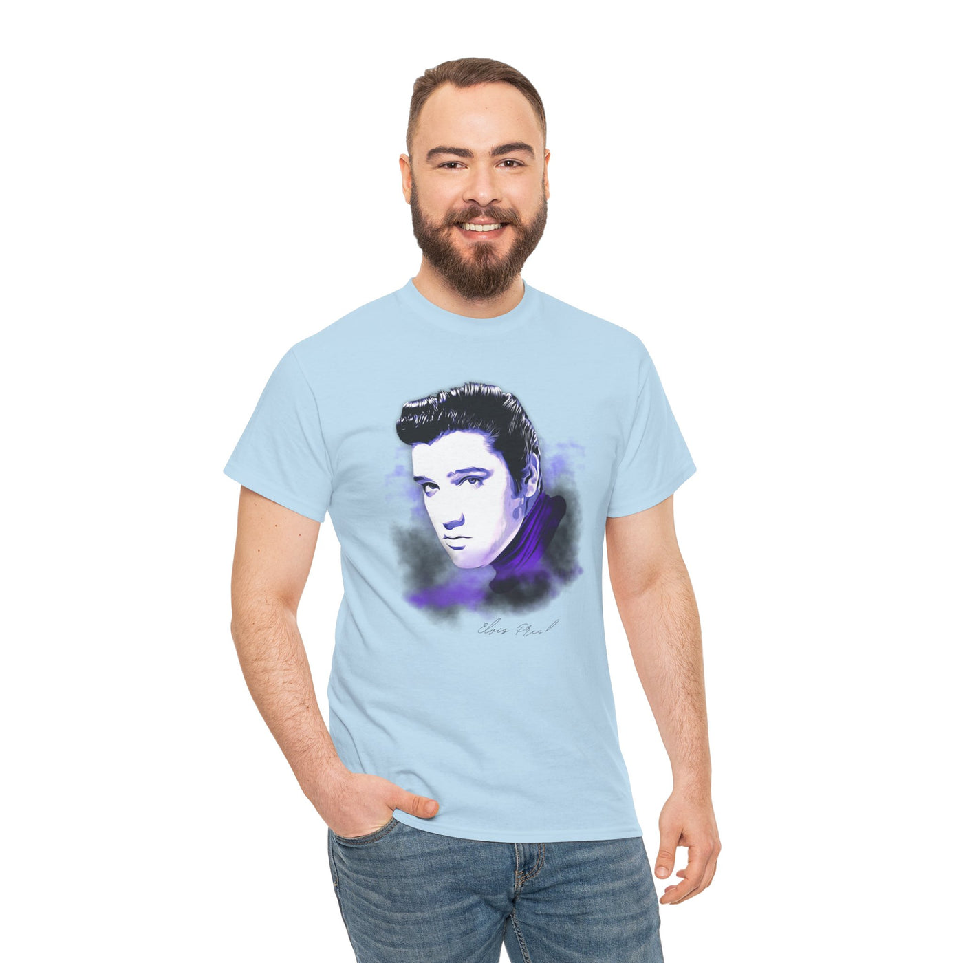 Elvis Portrait Unisex Heavy Cotton Tee - Retro Music Fan Gift