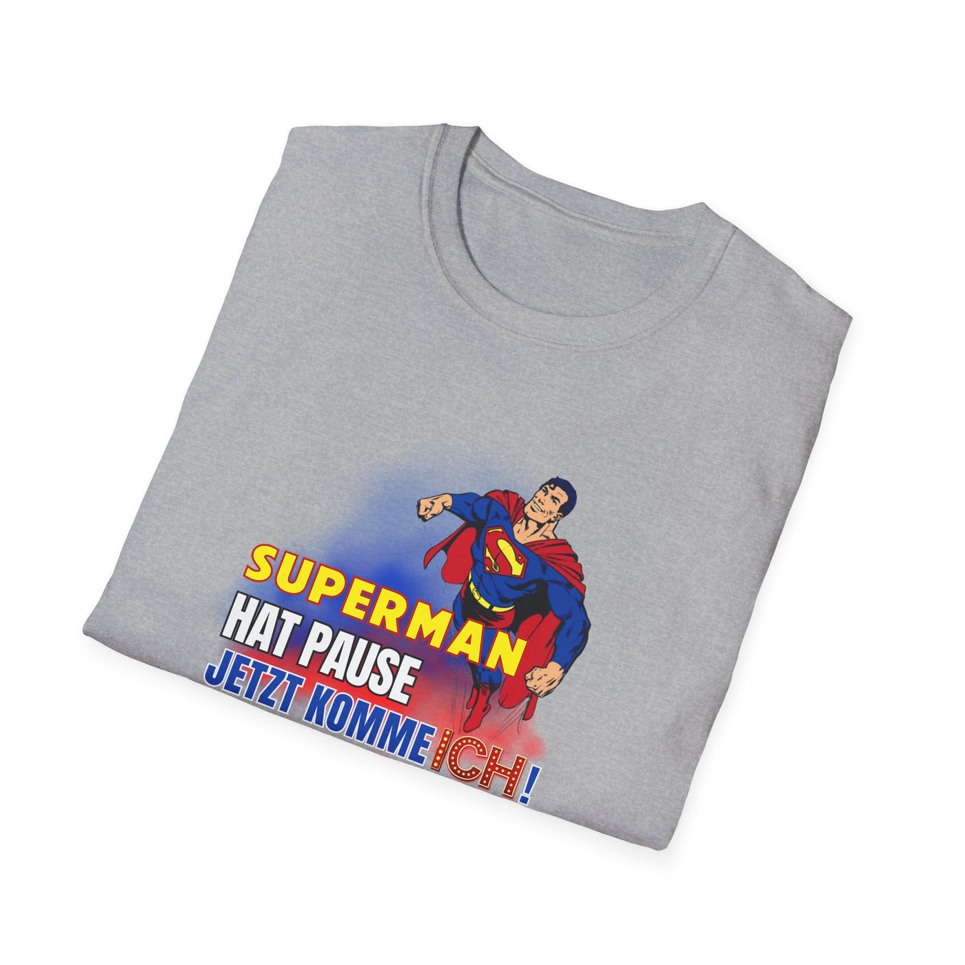 Superman Pause Unisex Softstyle T-Shirt - Fun Graphic Tee for Comic Fans