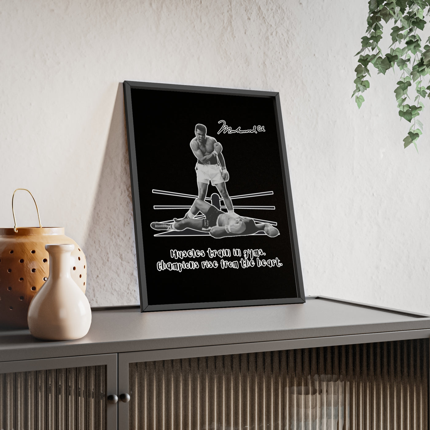Boxing Inspired Wall Art Poster with Wooden Frame - Muhammad Ali 