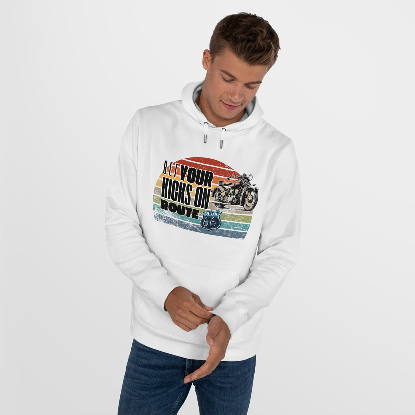 Retro Route 66 Motorcycle Hoodie Sweatshirt - Get your kicks on route 66