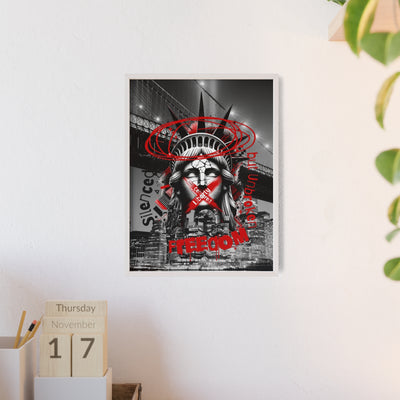 Freedom Poster with Wooden Frame - NYC Decor, Wall Art