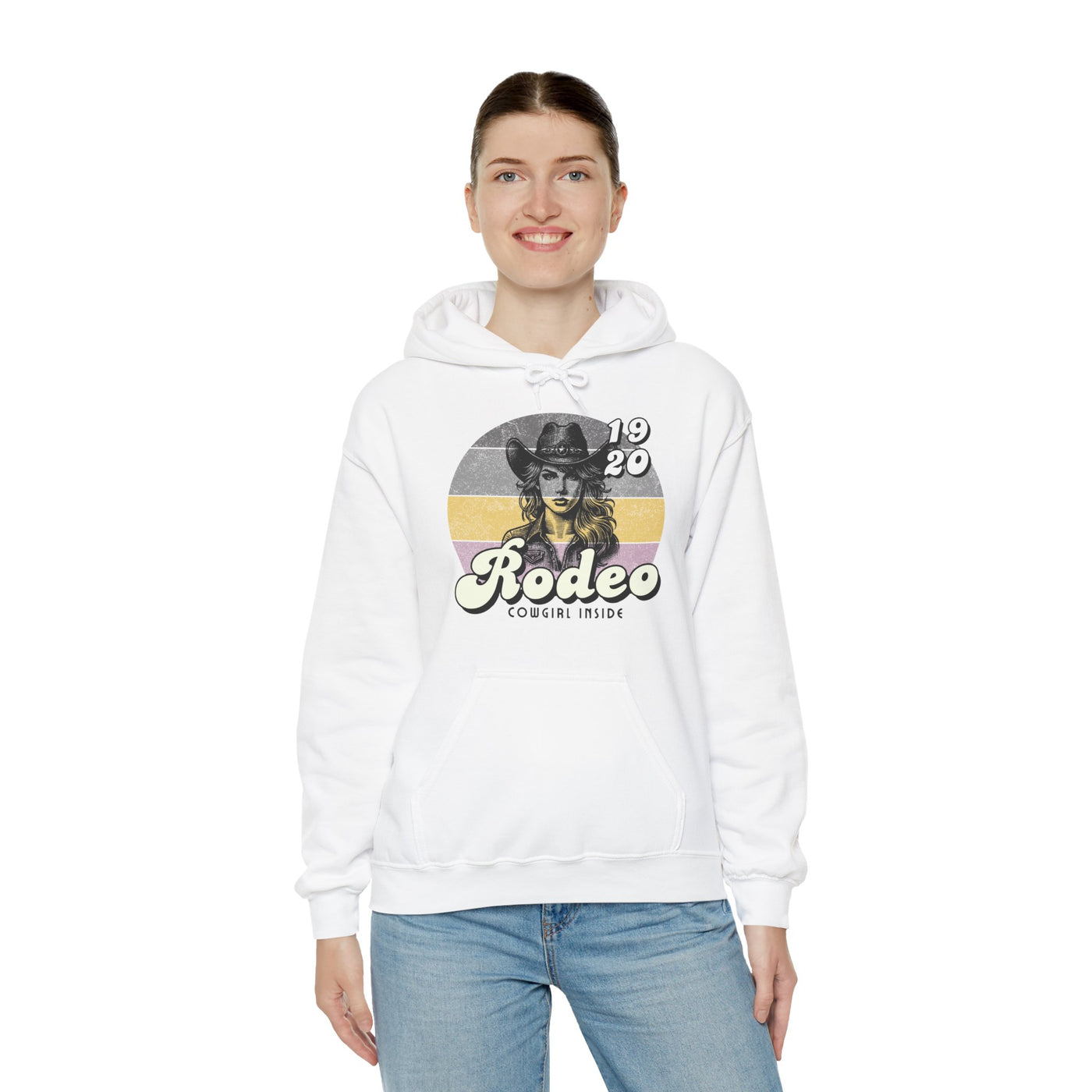 Rodeo Cowgirl Hooded HOODIE - Unisex Heavy Blend™ - Retro Style