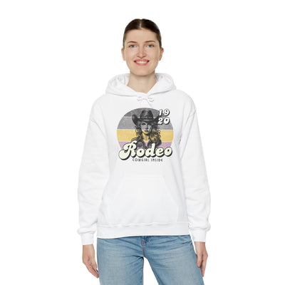 Rodeo Cowgirl Hooded HOODIE - Unisex Heavy Blend™ - Retro Style