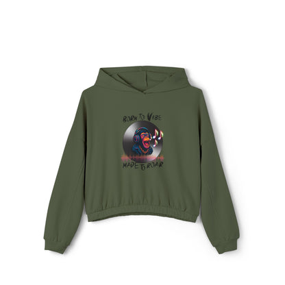 Women's Cinched Bottom Hoodie - 'Born to Vibe, Made to Roar' Design