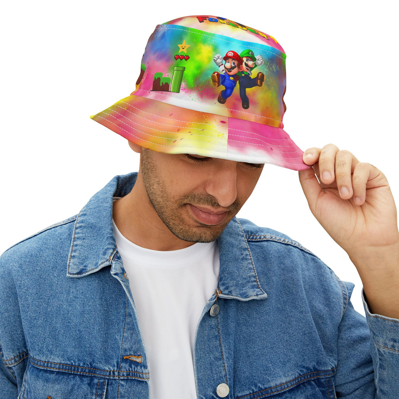 Super Bros Colorful Gamer Bucket Hat, Fun Summer Hat, Fischerhut