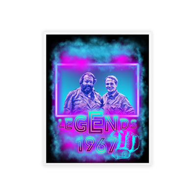 Retro Legends Poster with Wooden Frame - 1967 Nostalgia Art Bud Spencer &amp; Terence Hill