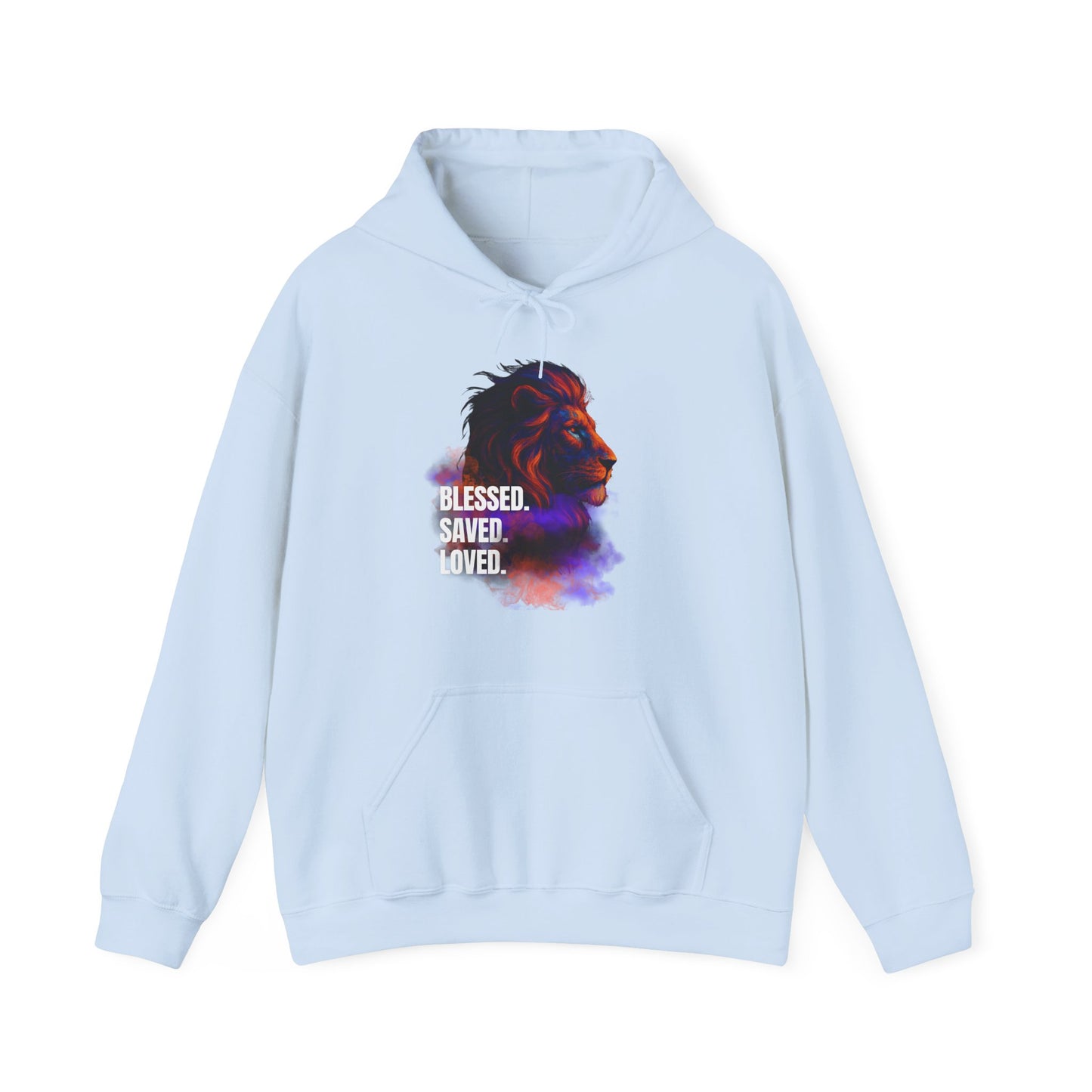 Blessed, Saved, Loved Lion Hoodie - Unisex Heavy Blend Sweatshirt