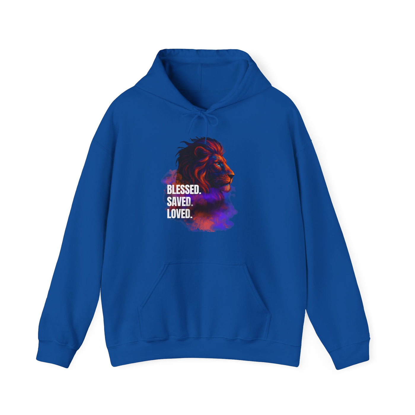 Blessed, Saved, Loved Lion Hoodie - Unisex Heavy Blend Sweatshirt