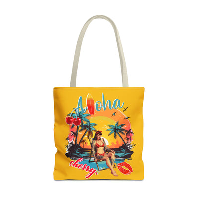 Aloha Cherry Tropical Tote Bag | Beach Accessories, Summer Bag, Travel Tote, Hanging Bag, Beach Bag