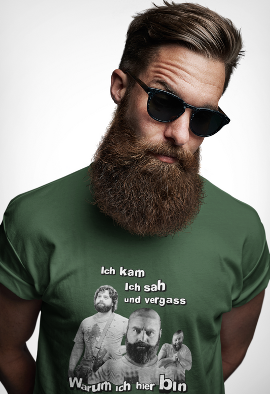 T ShirtUnisex Witz  Alan Garner– Ich kam ich sah und vergaß - Warum ich hier bin!
