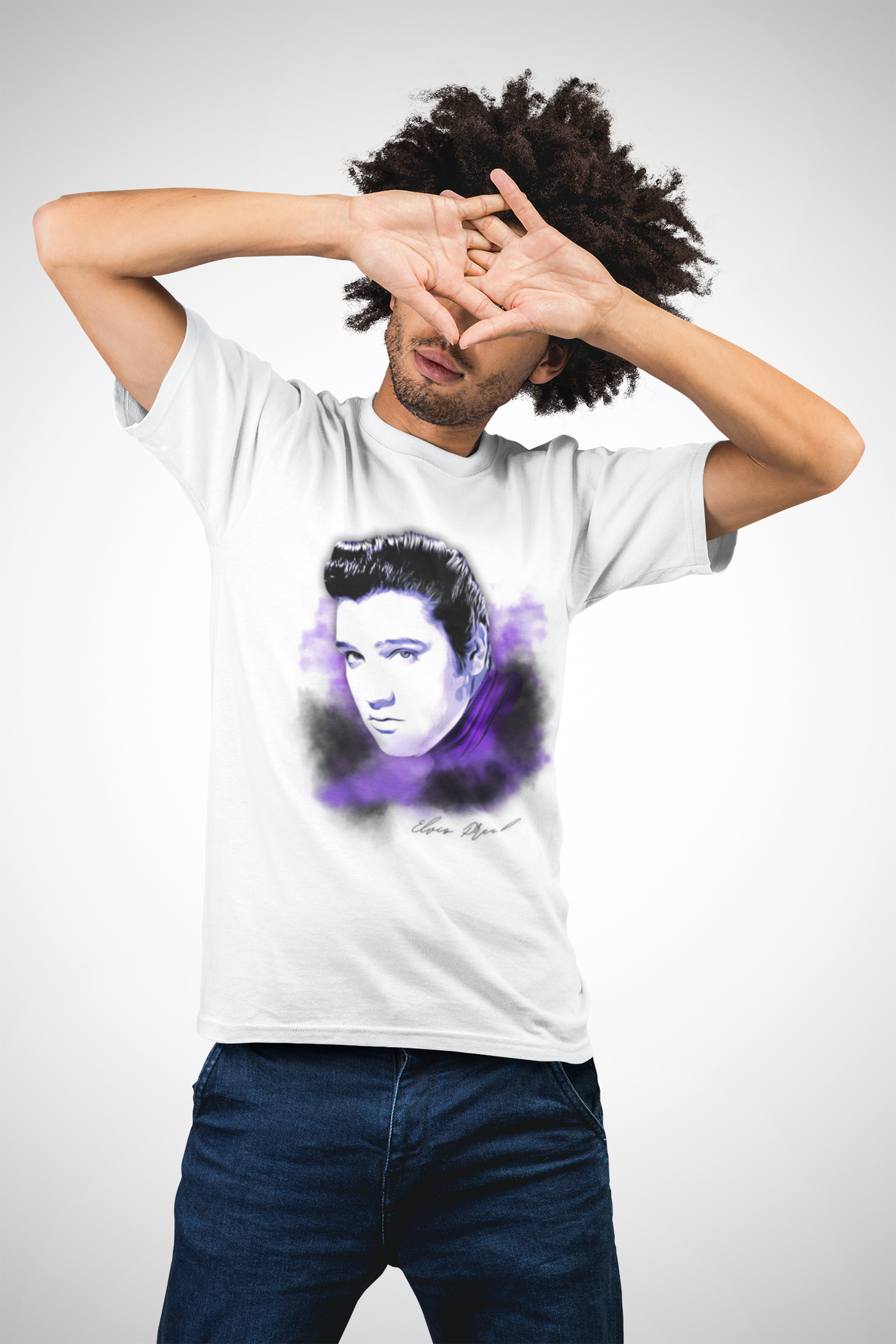 Elvis Portrait Unisex Heavy Cotton Tee - Retro Music Fan Gift