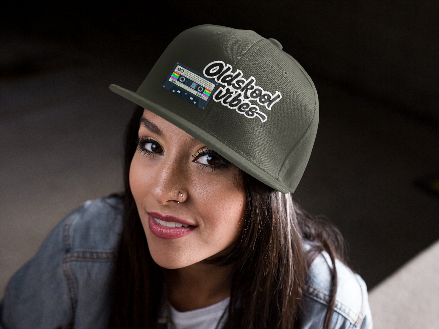 Oldschool Vibes Flat Bill Snapback Cap | Retro Style Hat for Casual Wear