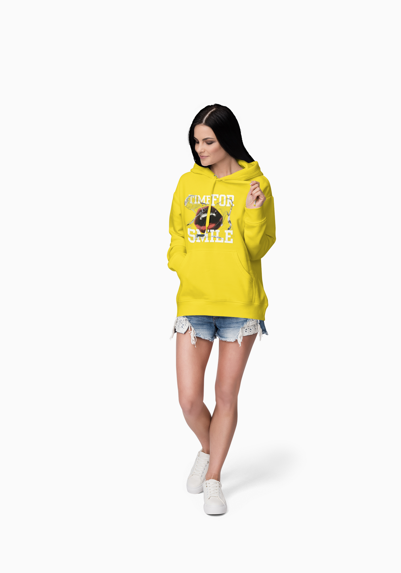 Girlie College Hoodie, Time for Smile