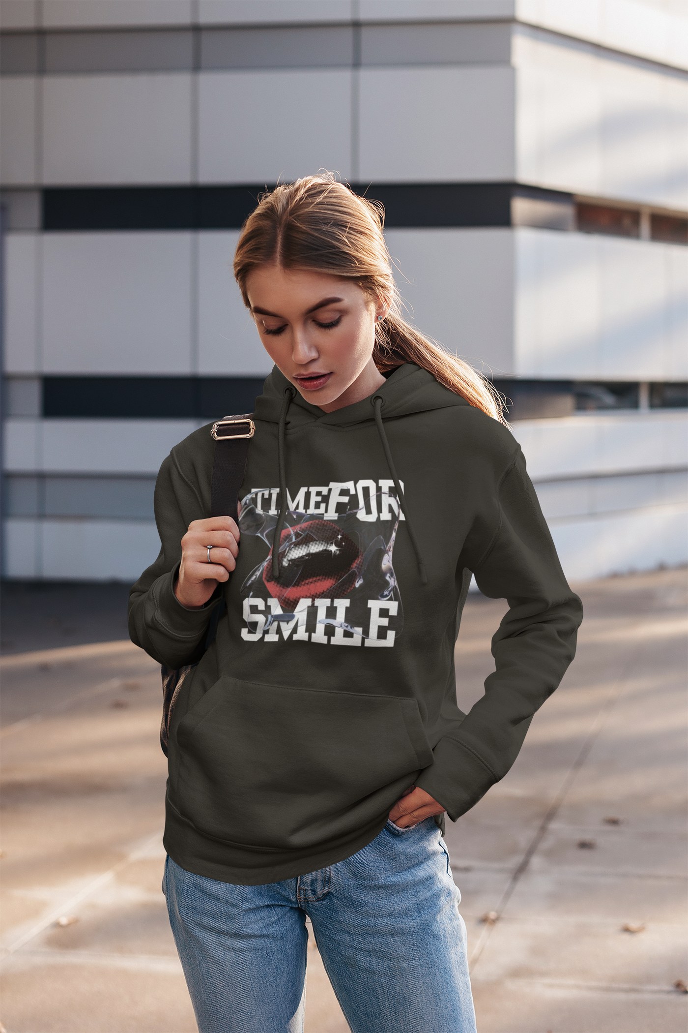 Girlie College Hoodie, Time for Smile