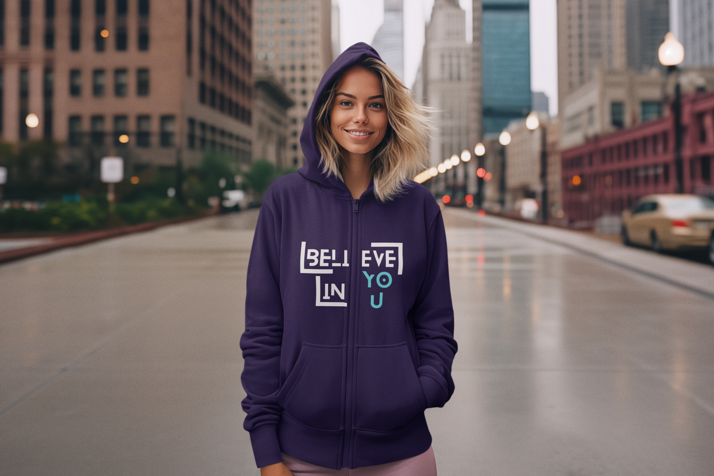 Zip Hoodie - 'BELIEVE IN YOU!' Inspirational Apparel