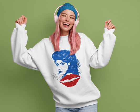 Amy Retro Kiss Graphic Hooded Sweatshirt for Fashion Lovers