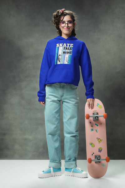 Skateboarding Warmup Hoodie - 'Skate Fall Get Up Ride Repeat' Design