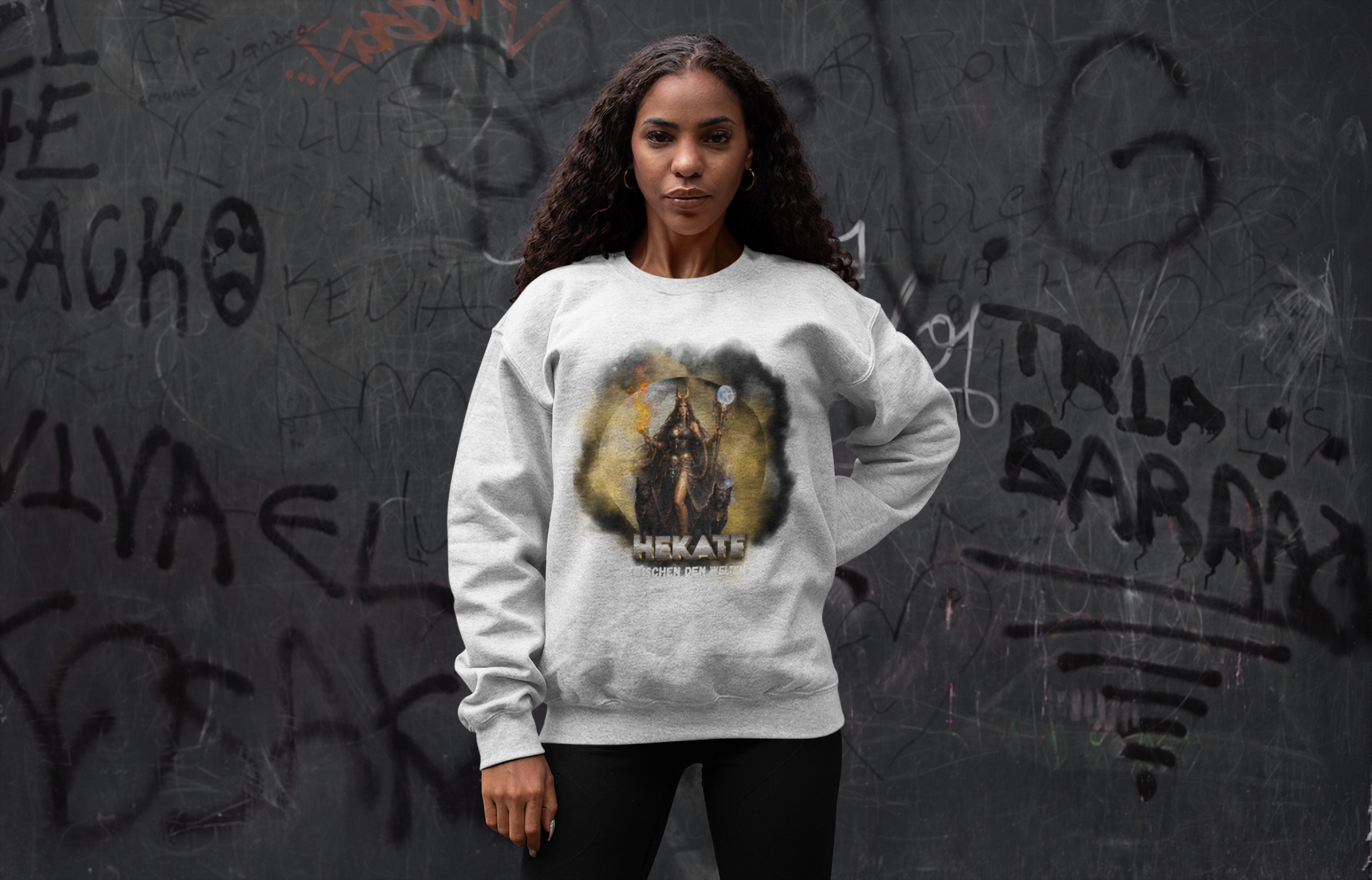 Hekate Goddess Graphic Sweatshirt — Mythic Witchcraft Streetwear