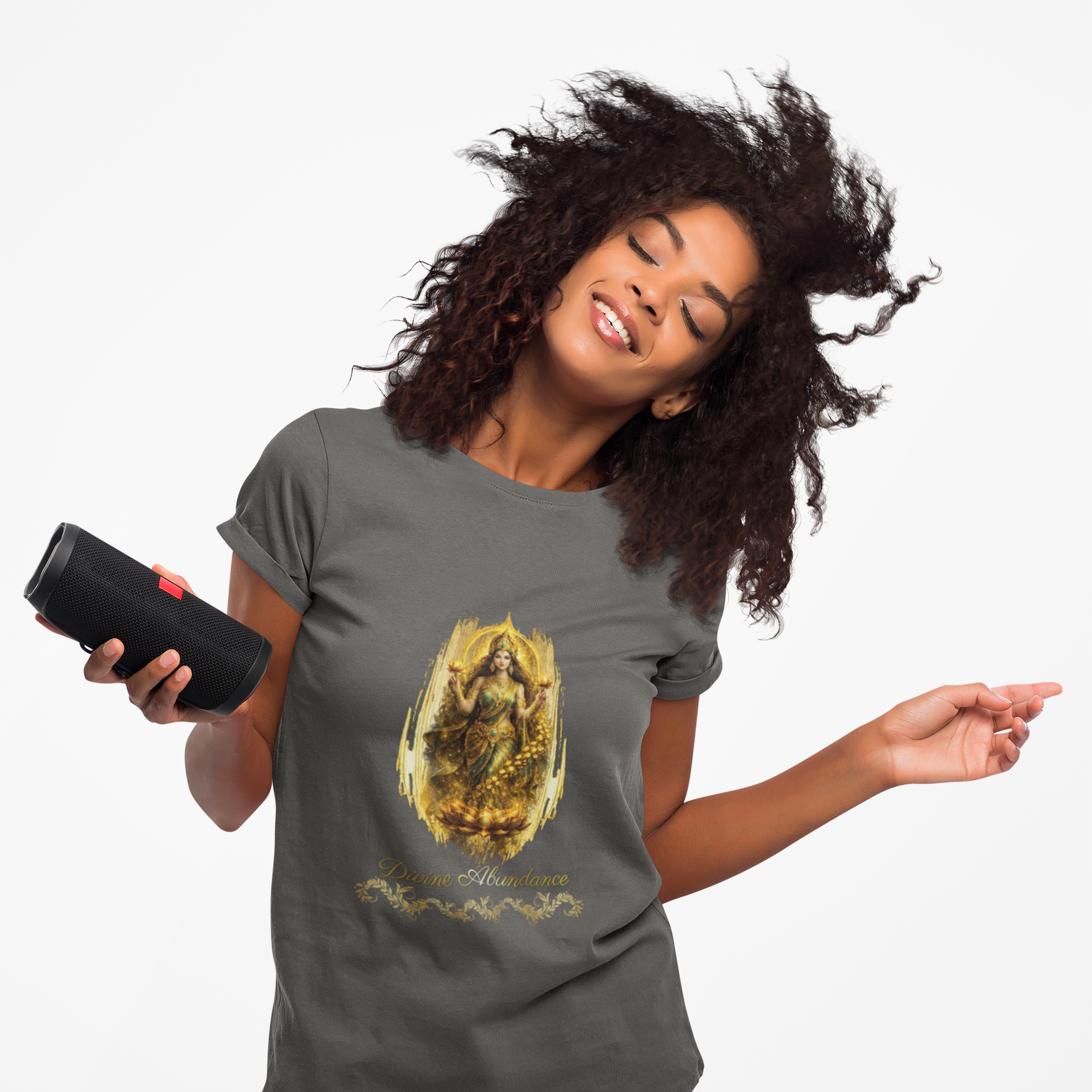 Lakshmi Divine Abundance Women's T‑Shirt — Golden Goddess Graphic