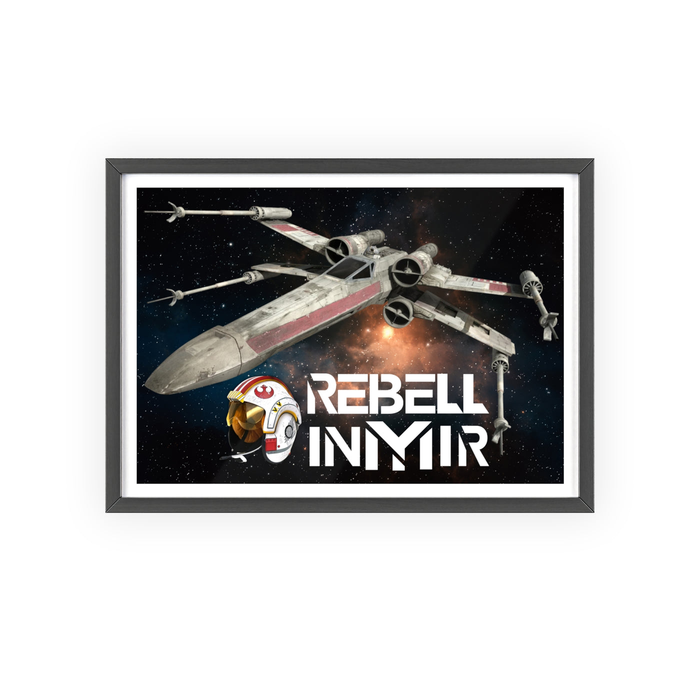 Star Wars X-Wing Fighter Poster with Wooden Frame - Rebel Inyir Decor