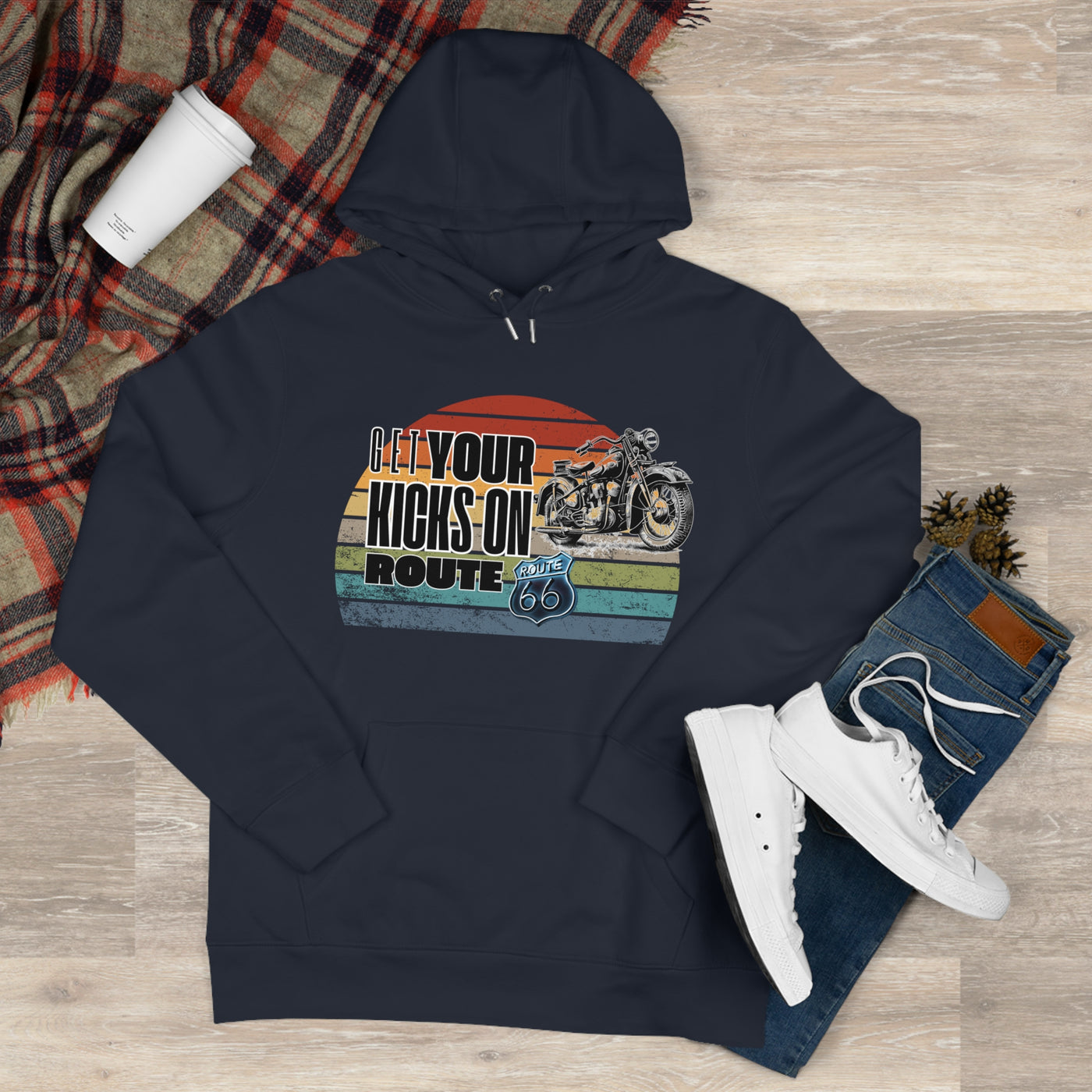 Retro Route 66 Motorcycle Hoodie Sweatshirt - Get your kicks on route 66