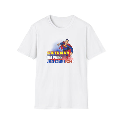 Superman Pause Unisex Softstyle T-Shirt - Fun Graphic Tee for Comic Fans