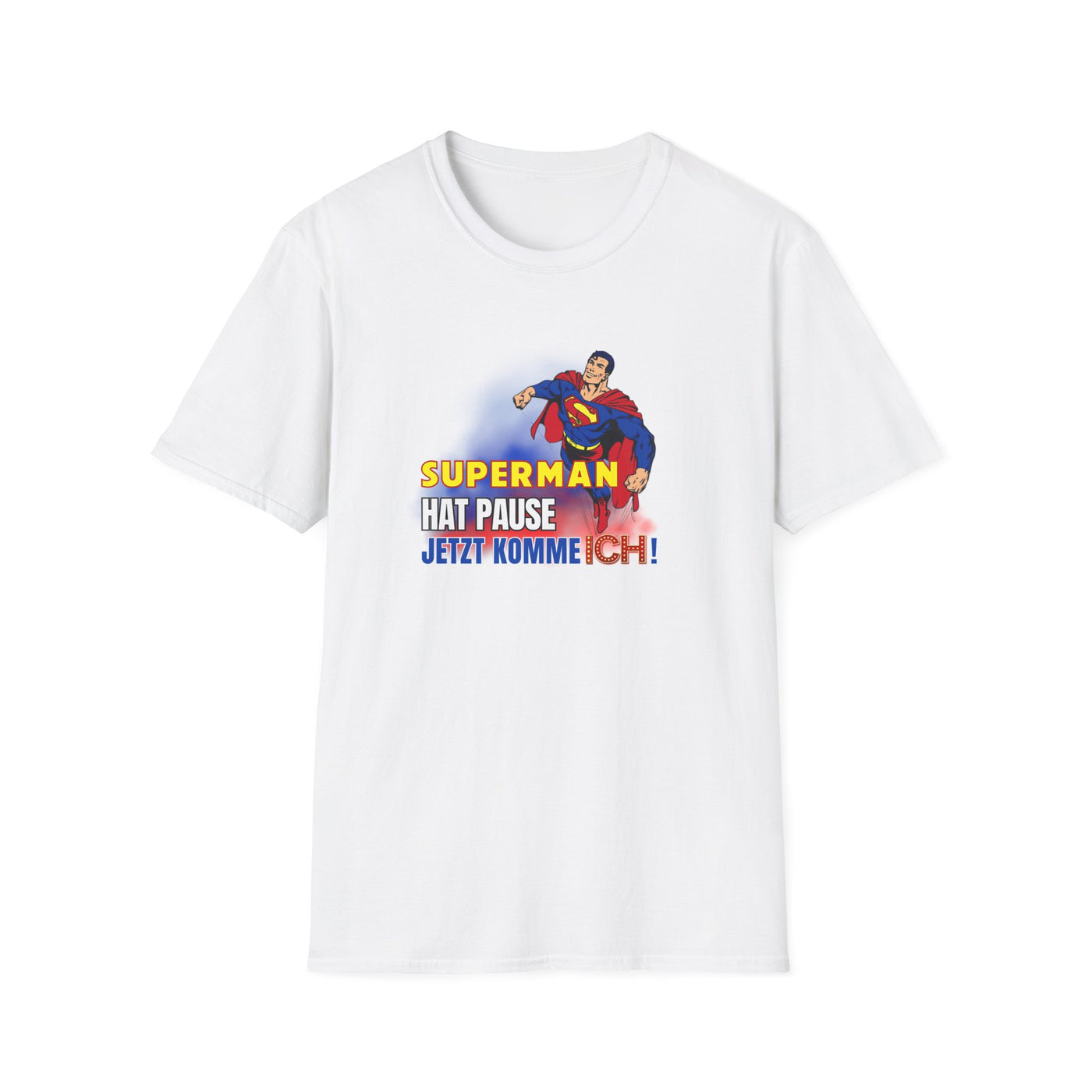 Superman Pause Unisex Softstyle T-Shirt - Fun Graphic Tee for Comic Fans