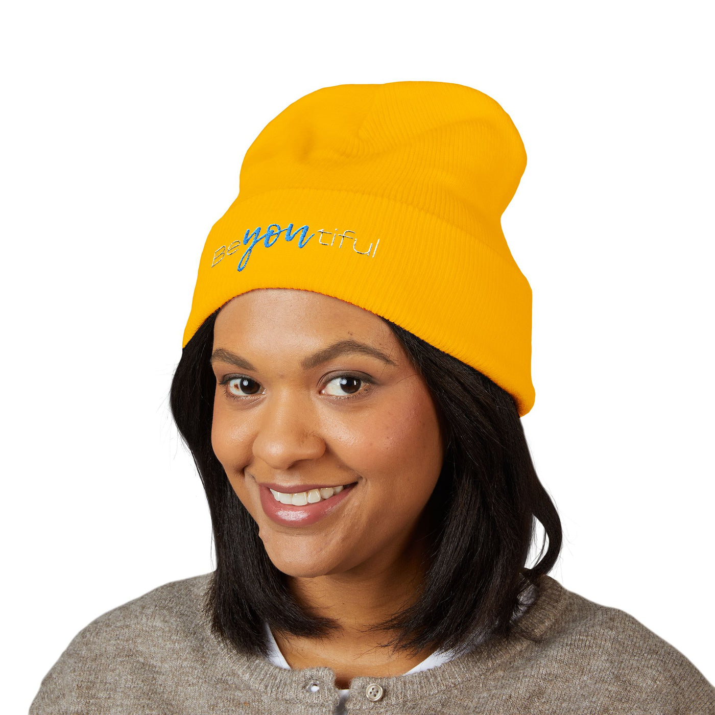 Vibrant "BeYoutiful" Cuffed Beanie - Stylish Embroidered Hat for Self-Expression