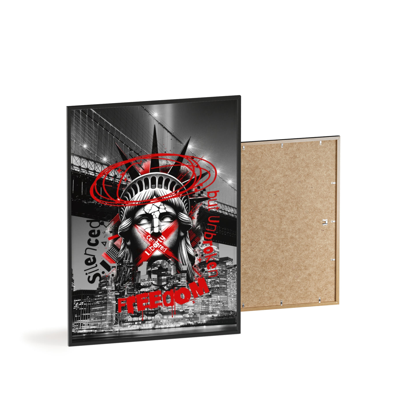 Freedom Poster with Wooden Frame - NYC Decor, Wall Art
