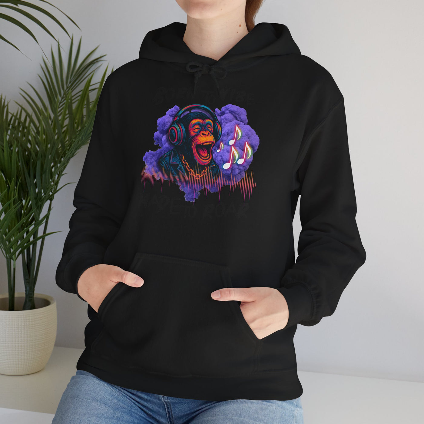 Born to Vibe Unisex Heavy Blend™ Hooded Sweatshirt - Made to Roar Monkey - Monkey 