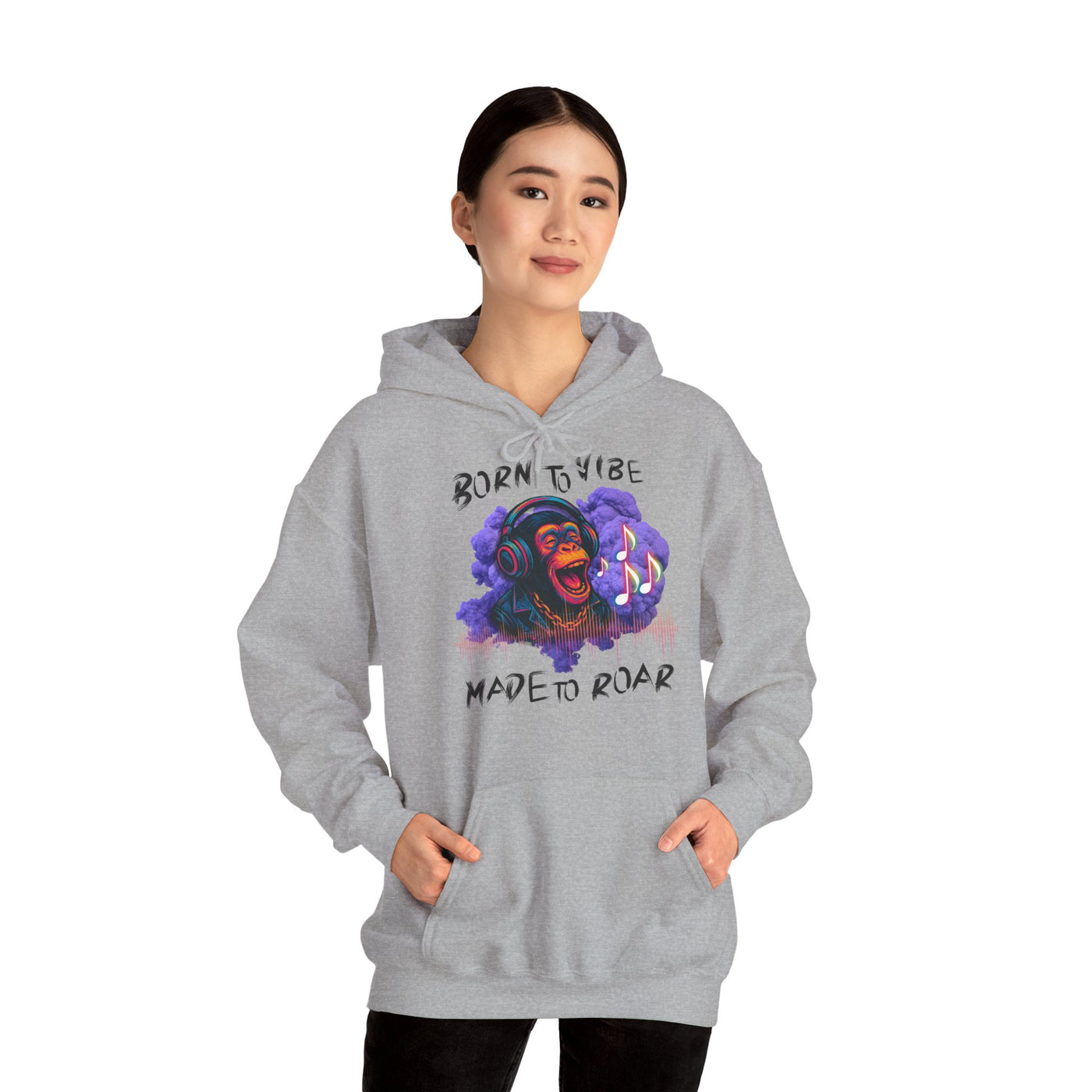 Born to Vibe Unisex Heavy Blend™ Hooded Sweatshirt - Made to Roar Monkey - Monkey 