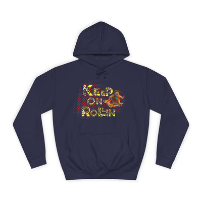 'Keep On Rollin' Design Unisex College Hoodie Flintstones Feuerstein