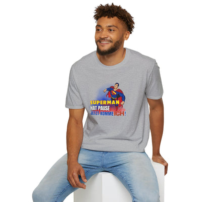 Superman Pause Unisex Softstyle T-Shirt - Fun Graphic Tee for Comic Fans