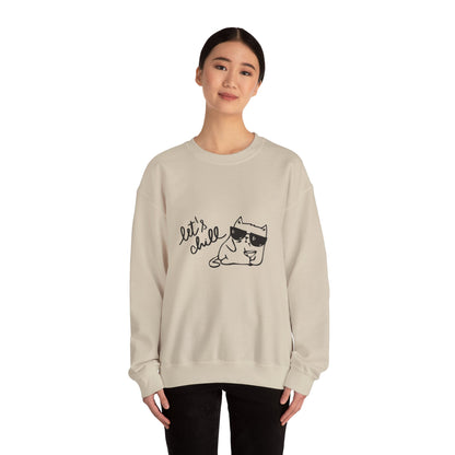Let's Chill Cat Sweatshirt - Unisex Garment-Dyed Pullover for Cozy Days