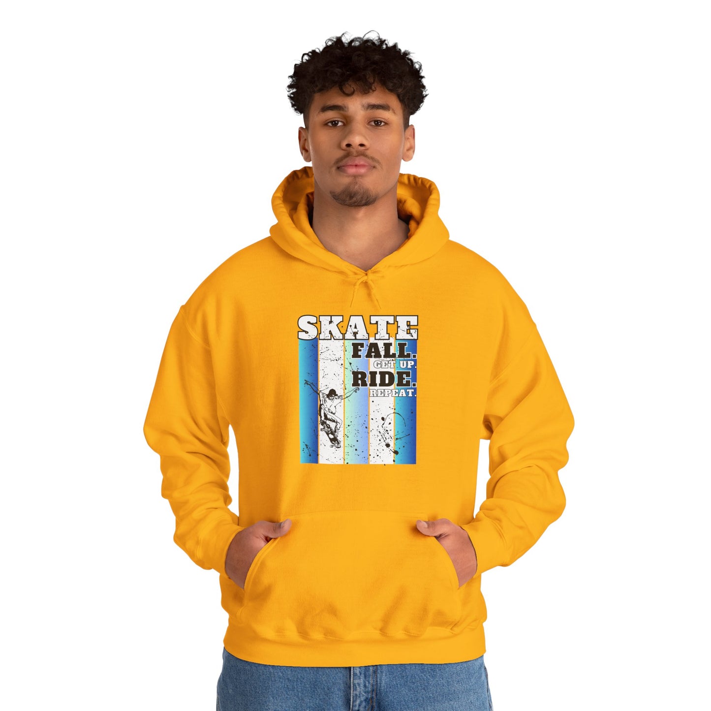 Skateboarding Warmup Hoodie - 'Skate Fall Get Up Ride Repeat' Design