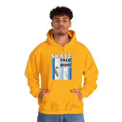 Skateboarding Warmup Hoodie - 'Skate Fall Get Up Ride Repeat' Design