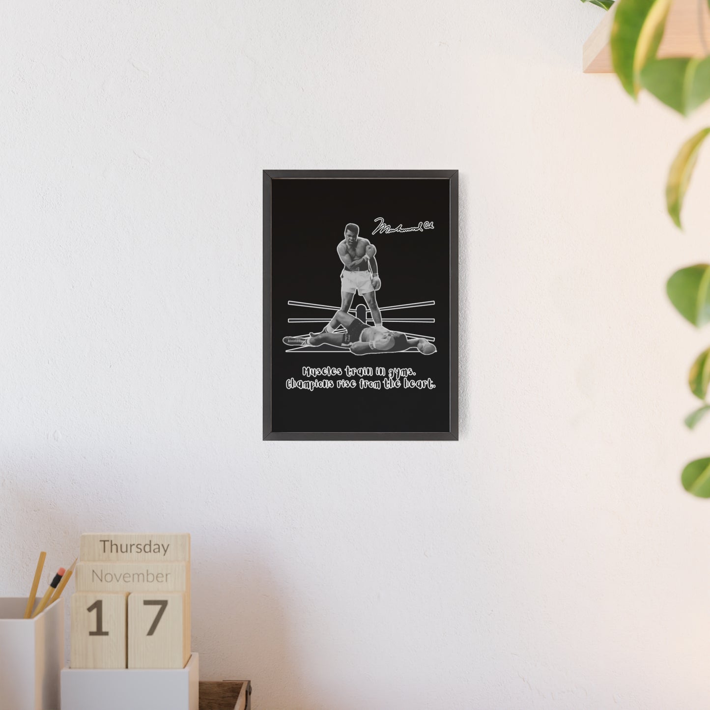 Boxing Inspired Wall Art Poster with Wooden Frame - Muhammad Ali 