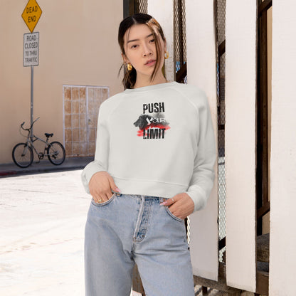 Motivational Women's Cropped Fleece Pullover - "Push Your Limit"