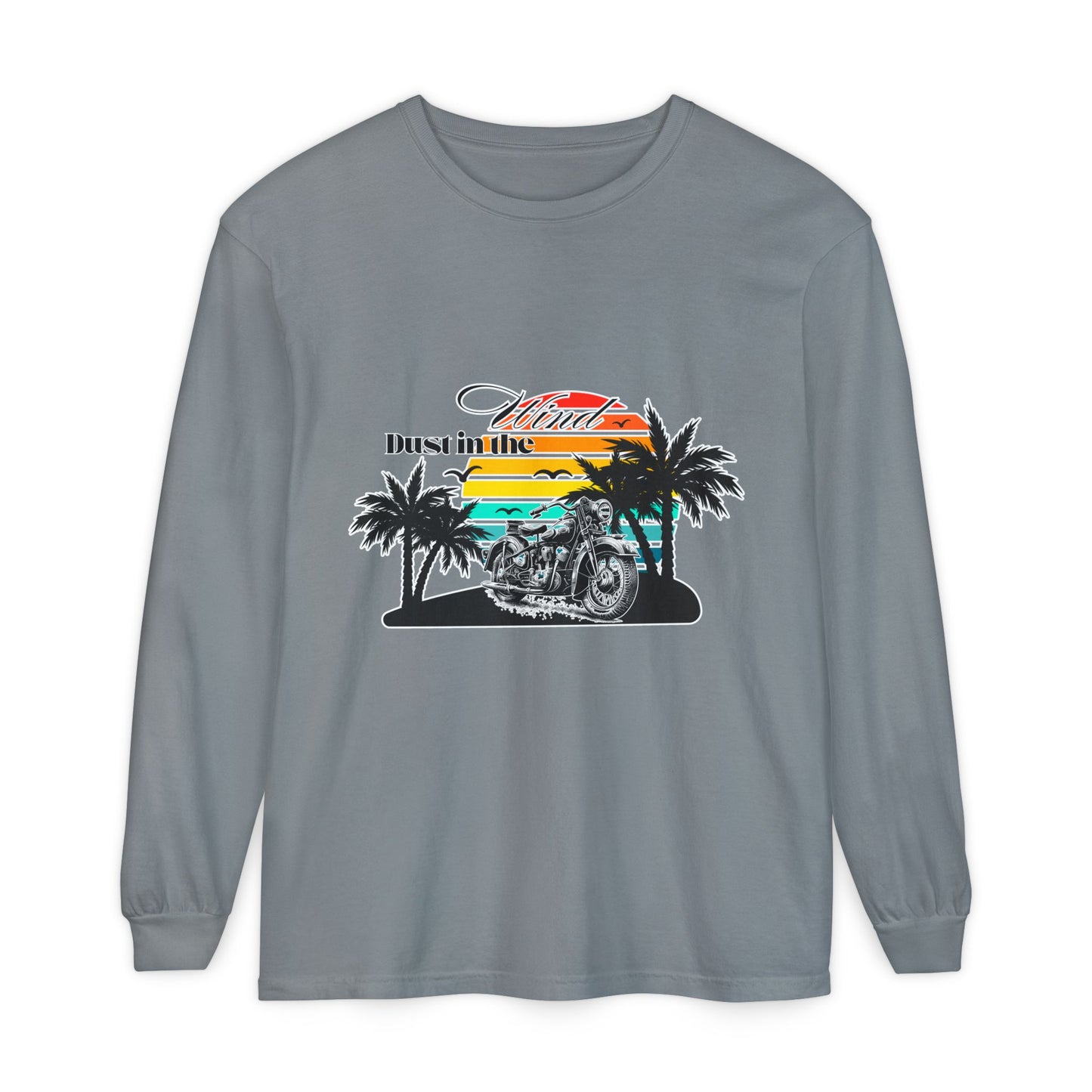 Dust in the Wind - Vintage Motorcycle & Sunset Design