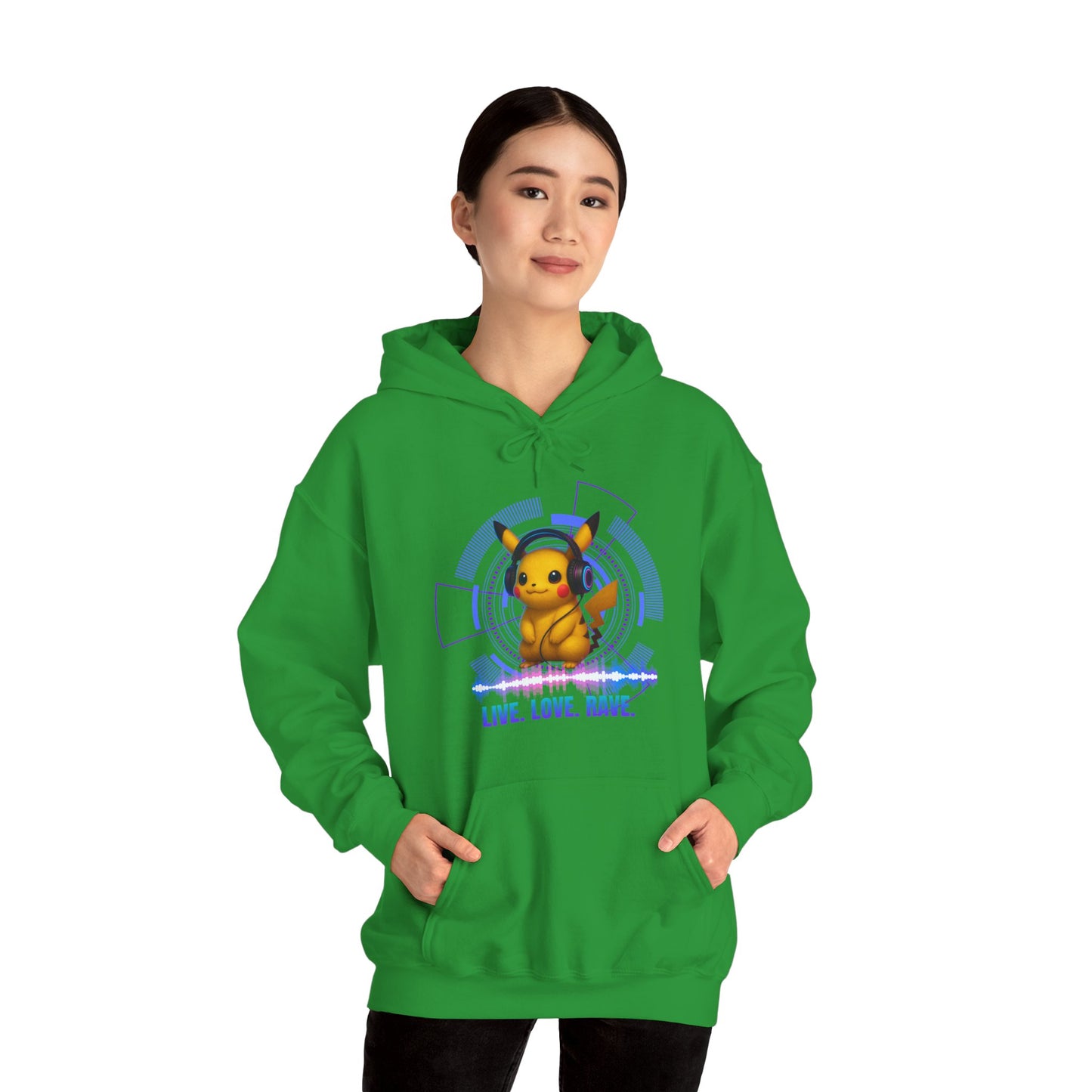 Rave Hoddie, Live Love Rave - Techno - Pokemon