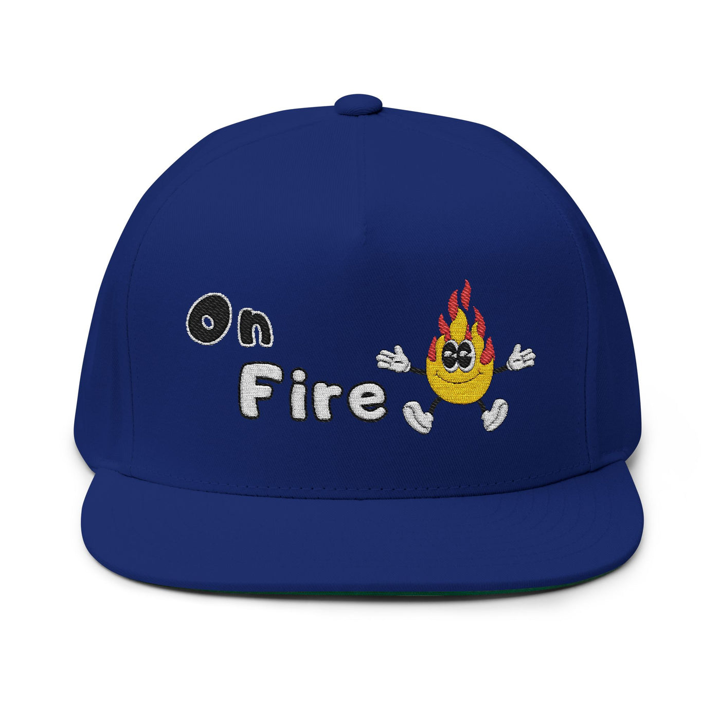 Embroidered Flat Bill Cap - "on fire"