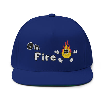 Embroidered Flat Bill Cap - "on fire"