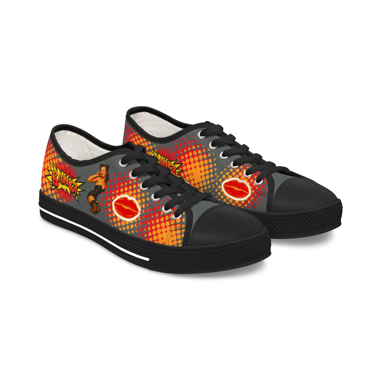 Sneakers - Fun &amp; Colorful Low Top Shoes Pin Up Girl "Wow"